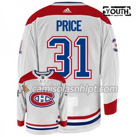 Camisola Montreal Canadiens CAREY PRICE 31 Adidas Branco Authentic - Criança